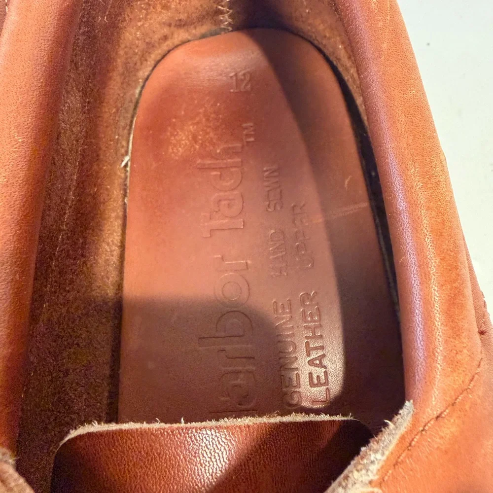 Harbor Tack Sail Boat Shoes-Genuine Hand Sewn Brown Leather‎ Size 12